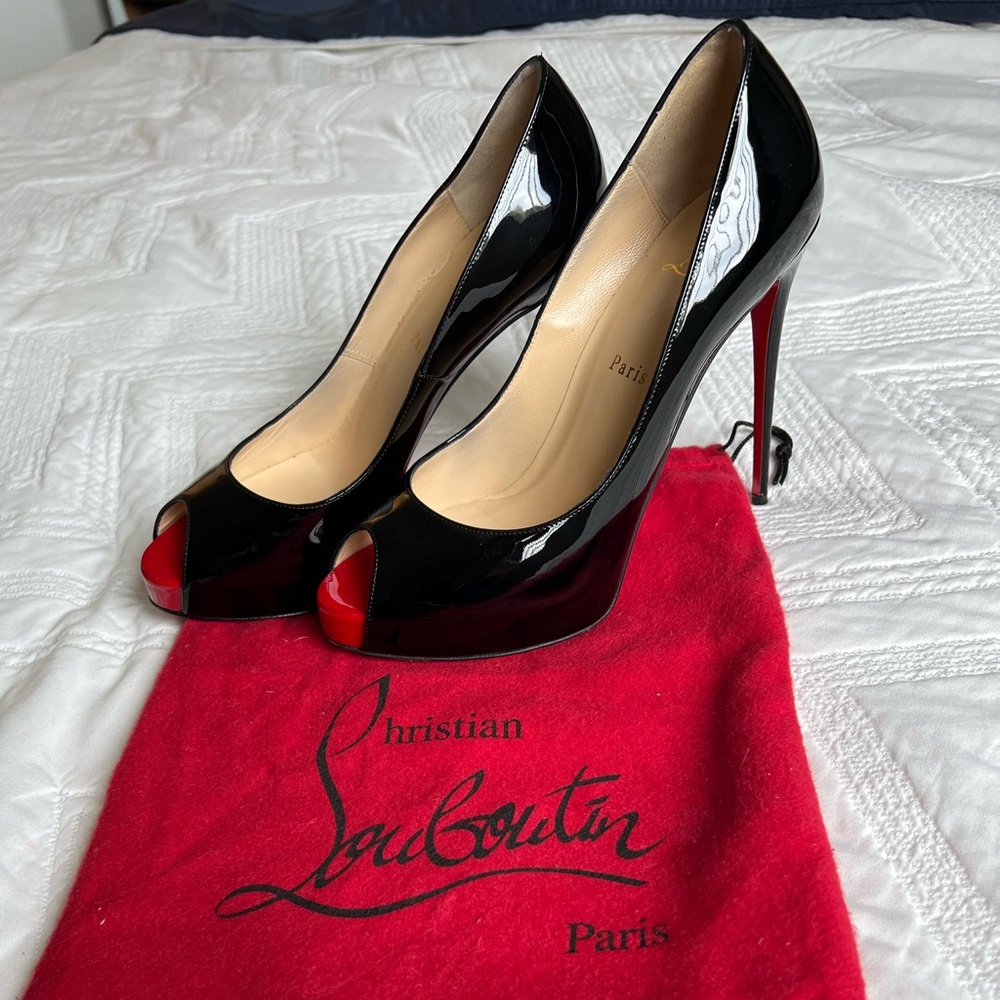 Christian Louboutin Very Privé. 120 mm Open toe pumps - Patent calf - Black